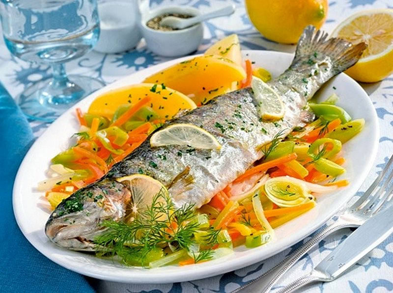 Рыба с овощами с фото